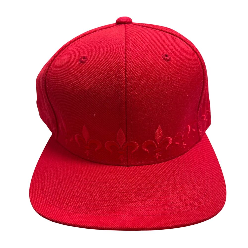 Red embroidered Black Scale Fleur de LIS SnapBack wool blend NWOT